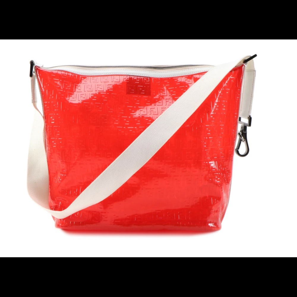Fendi Zucca Red and White See through Shoulder Bag